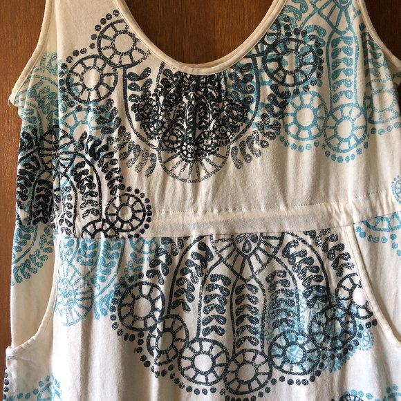 White tank dress with blue pattern print - Picture 2 of 5
